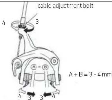 cable adjustment bolt 4 3 A + B = 3 - 4 mm 4 3 3 4