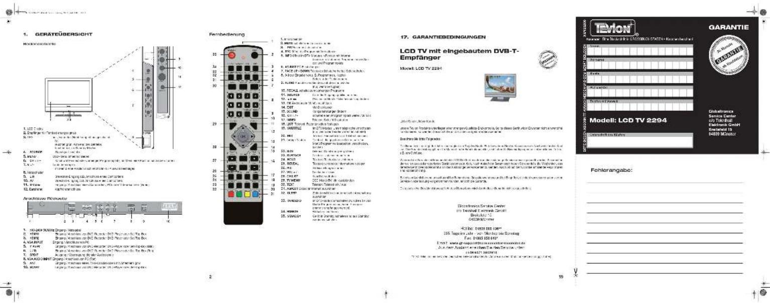Tevion LCD TV 2294 - INHALT - 2