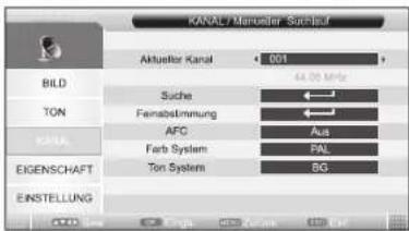 Tevion LCD TV 1594 - Manuelle Sendersuche für analogen Empfang - 1