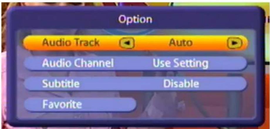 Option Audio Track Auto Audio Channel Use Setting Subtitle Disable Favorite