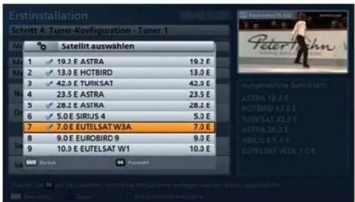 KATHREIN UFS 923 - Satellit(en) auswählen - Tuner 1 - 2