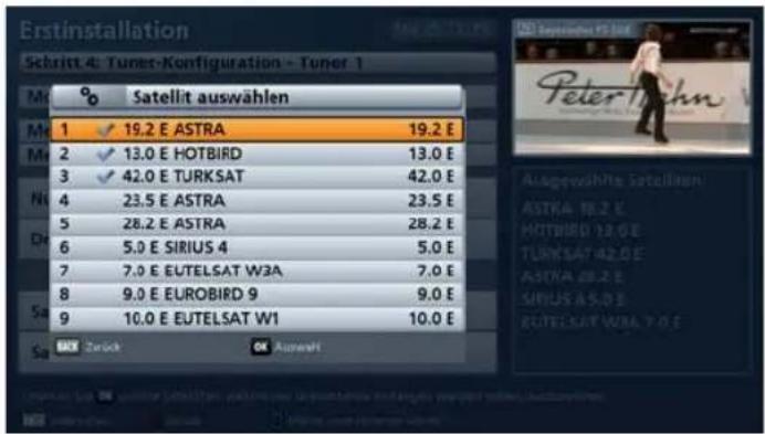 KATHREIN UFS 923 - Satellit(en) auswählen - Tuner 1 - 1