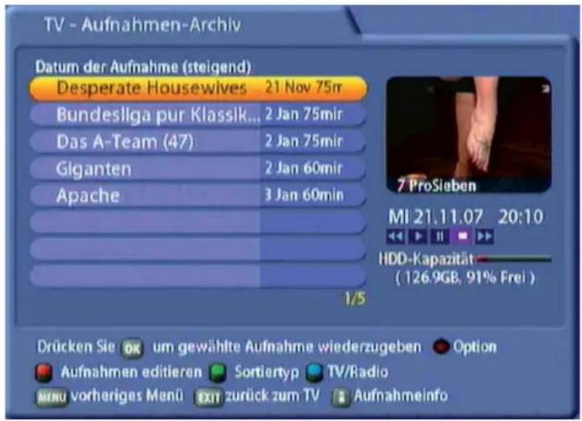 KATHREIN UFS 822si - AUFNAHME WIEDERGEBEN (NORMAL-ANSICHT) - 1