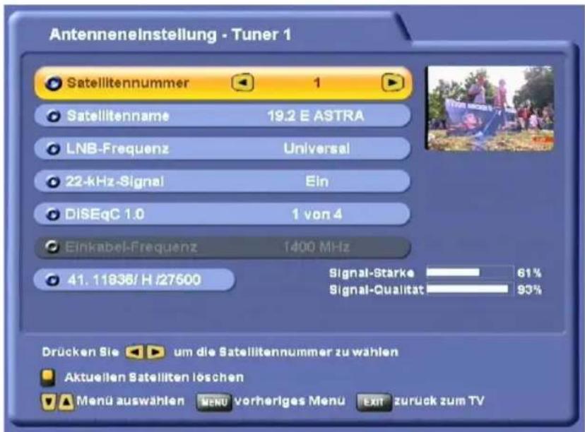 KATHREIN UFS 822si - EINSTELLUNGEN TUNER 1 - 1