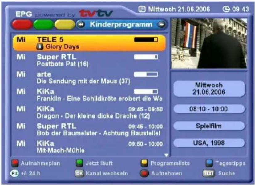 KATHREIN UFS 822si - PROGRAMME/SENDUNGEN NACH GENRE SORTIERT - 1