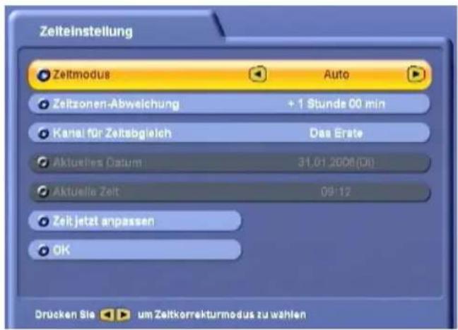 KATHREIN UFS 822si - Zeiteinstellung „Auto“ - 1