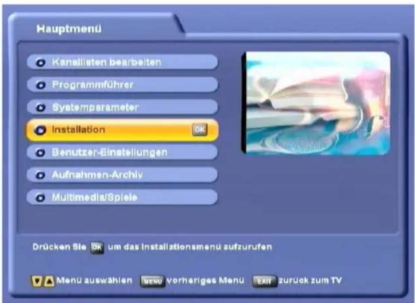 KATHREIN UFS 822si - INSTALLATIONS-MENÜ - 1