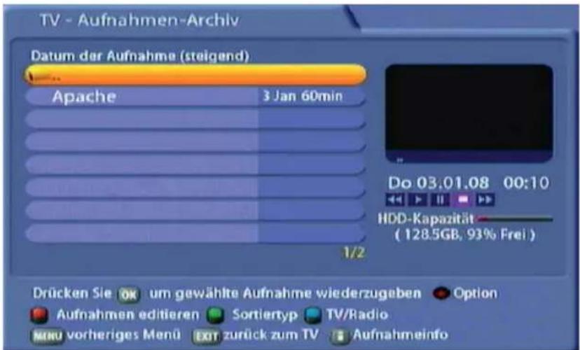 KATHREIN UFS 822si - AUFNAHME WIEDERGEBEN (ORDNER-ANSICHT) - 1