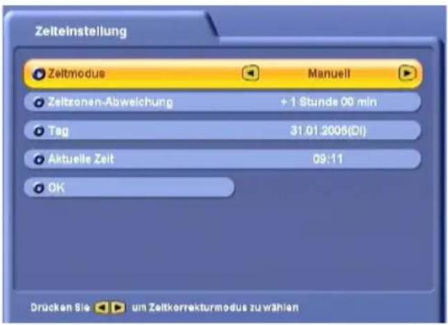KATHREIN UFS 822si - Zeiteinstellung „Manuell“ - 1