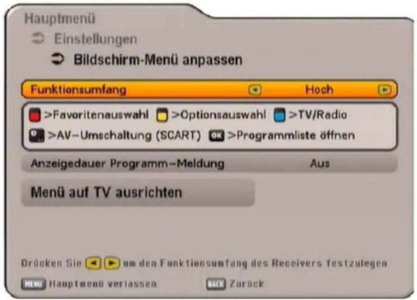 KATHREIN UFS 650si - BILDSCHIRM-MENÜ ANPASSEN - 1