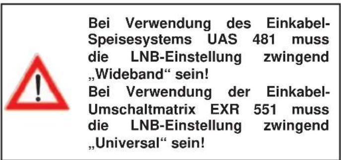 KATHREIN UFS 650si - ERST-INSTALLATION: Einkabel-System (Manuell) - 1