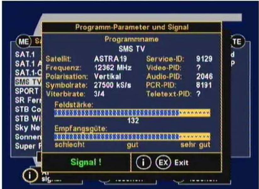 KATHREIN UFD 506-S - Antennensignal und Empfangs-Parameter - Taste [i] - 1