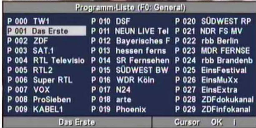 KATHREIN UFD 506-S - Programm-Wahl über Zifferntasten, [P+], [P-] und Liste - 1