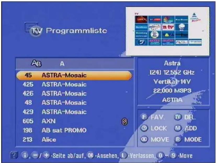KATHREIN UFD 505 - Programme alphabetisch suchen - 2