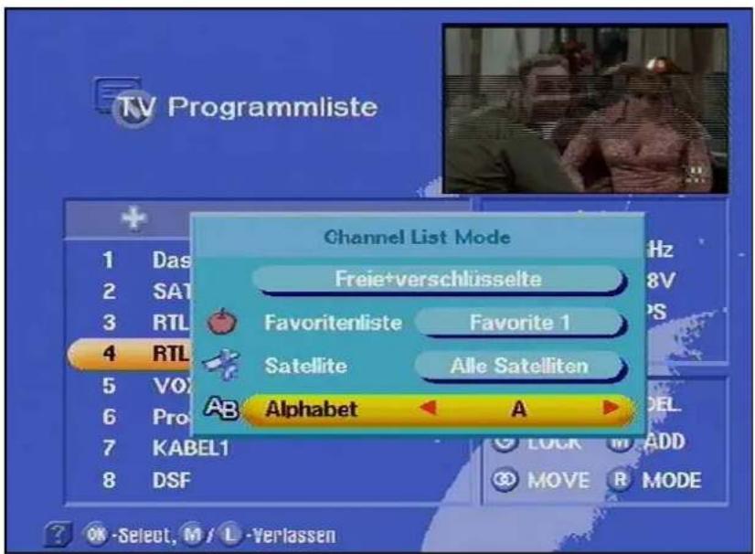 KATHREIN UFD 505 - Programme alphabetisch suchen - 1