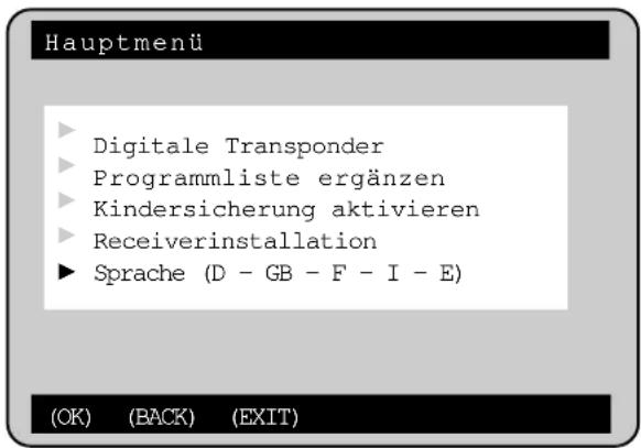 KATHREIN UFD 500 - Aufruf des Hauptmenüs - 1