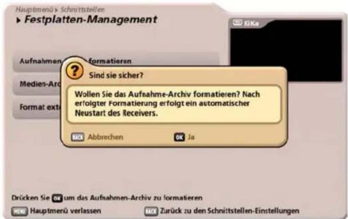 KATHREIN UFC 960 - Aufnahmen-Archiv formatieren - 1