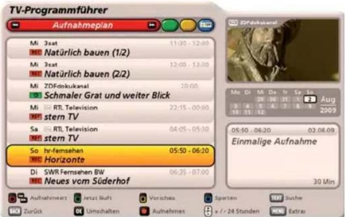 KATHREIN UFC 960 - Aufnahmeplan-Ansicht - 1
