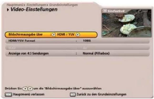 KATHREIN UFC 960 - Video-Einstellungen - 1