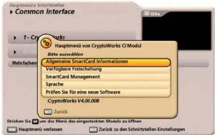 KATHREIN UFC 960 - Hauptmenü - Schnittstellen (CI, Festplatte und Netzw.) - 1