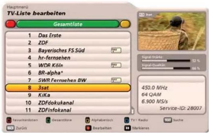 KATHREIN UFC 960 - Auswahl des/der zu bearbeitenden Programme - 1