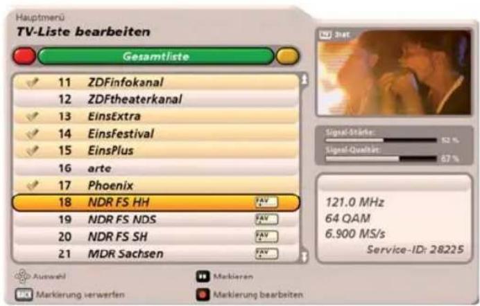 KATHREIN UFC 960 - Auswahl des/der zu bearbeitenden Programme - 2