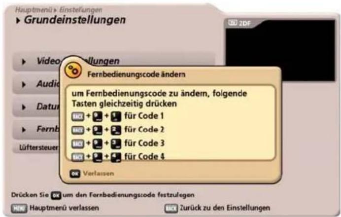 KATHREIN UFC 960 - Einstellung des Fernbedienungs-Codes - 1