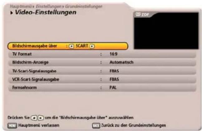 KATHREIN UFC 960 - Video-Einstellungen - 2