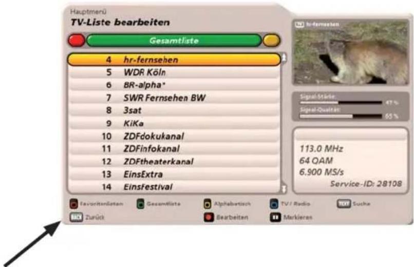 KATHREIN UFC 960 - Bearbeitungs- und Auswahlmöglichkeiten in den Menüs - 2