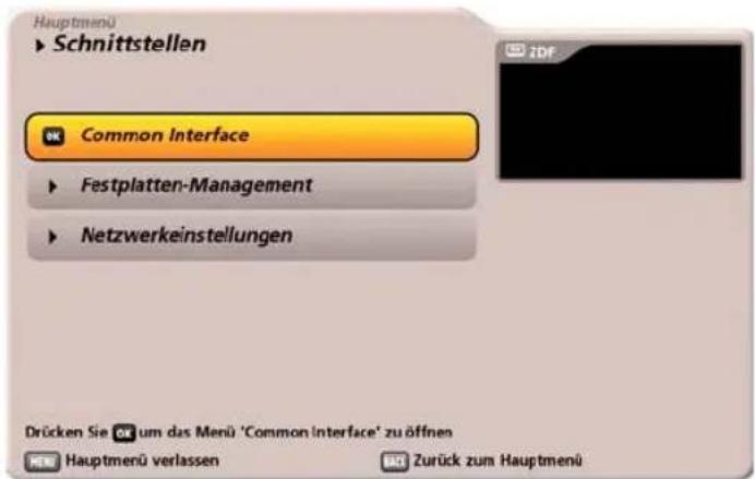 KATHREIN UFC 960 - Hauptmenü - Schnittstellen (CI, Festplatte und Netzw.) - 2