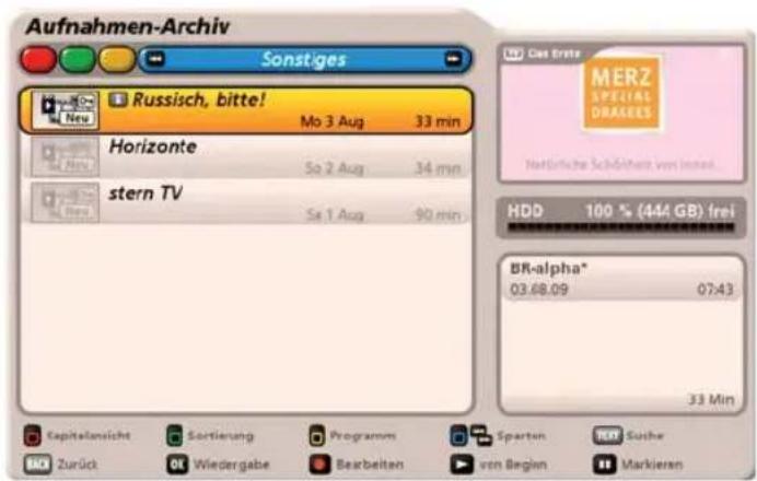 KATHREIN UFC 960 - Aufnahmen-Archiv (Aufnahmen wiedergeben/bearbeiten) - 4
