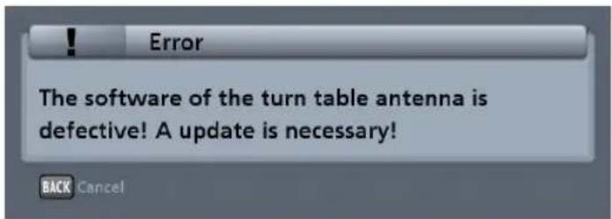 Error The software of the turn table antenna is defective! A update is necessary!
