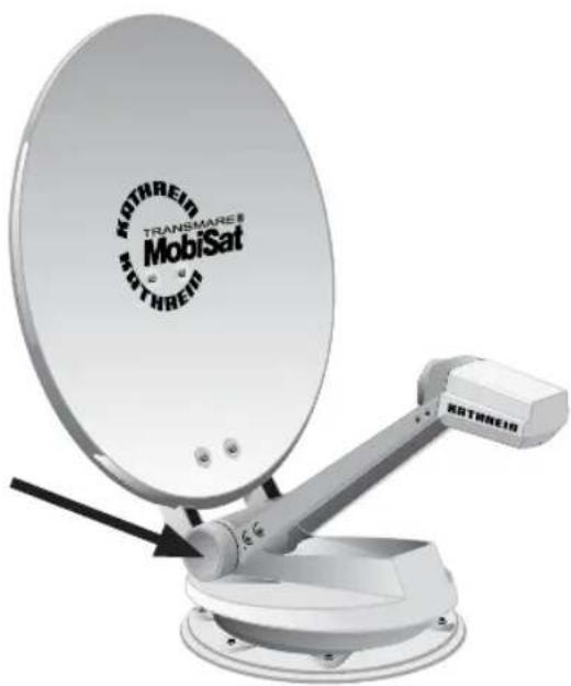 Exterior view of a Kothrein MobiSat satellite dish antenna (no signage or text beyond branding)