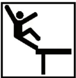 Simple black-and-white pictogram of a person jumping over a barrier (no text or symbols)