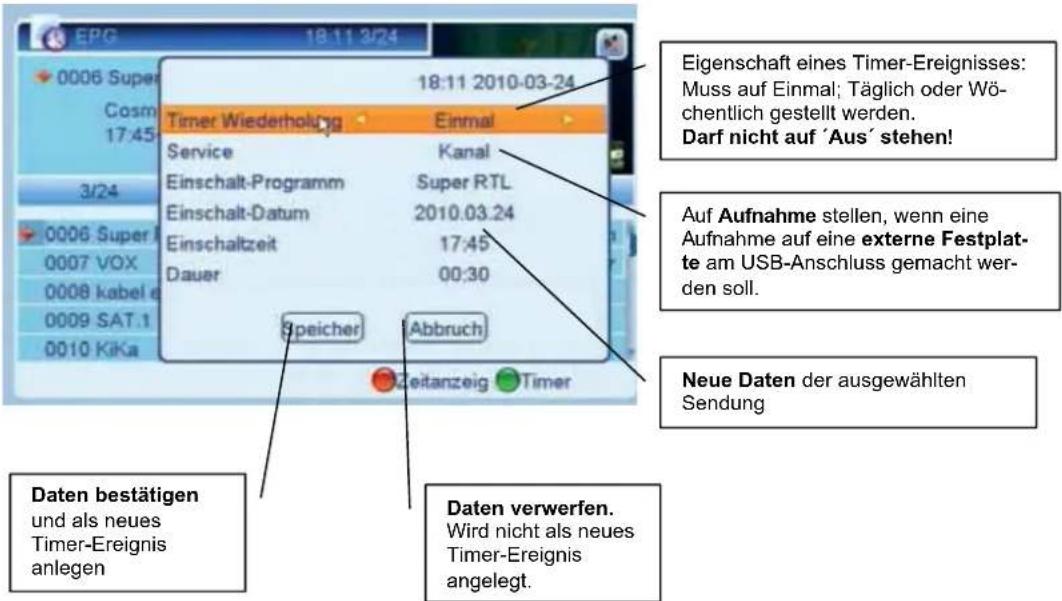ZEHNDER ZX 2750 HUe - Timer programmieren über EPG mit Taste GRÜN - 1