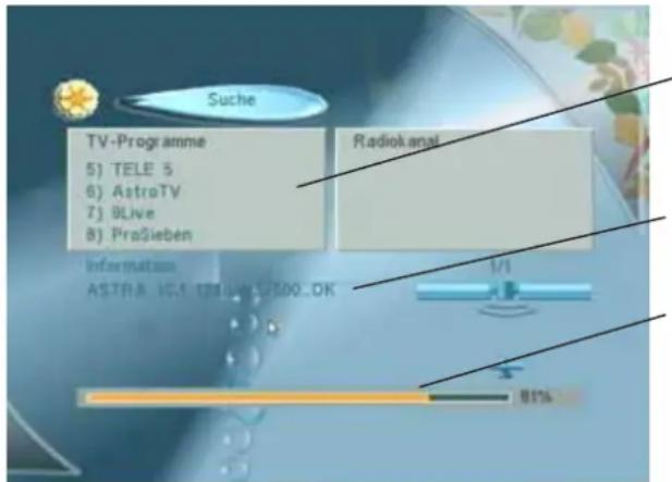 Suche TV-Programme 5) TELE 5 6) AstroTV 7) BLive 8) ProSieben Radiokanal Information ASTRA 10.5 TEMPLES/00 OK 1/1 81%