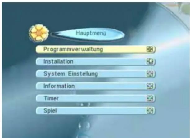 Hauptmenu Programmverwaltung Installation System Einstellung Information Timer Spiel