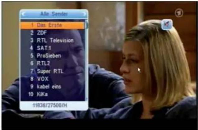 ZEHNDER DX 2850 HUe - Programmwahl über die Programmliste "Alle TV-Programme" LIST OK - 1