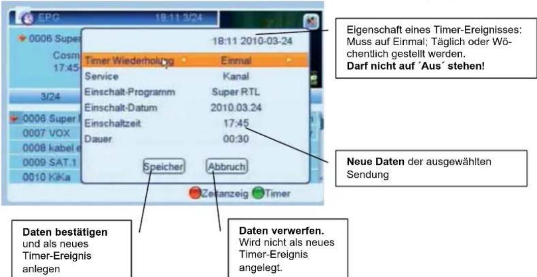 ZEHNDER DX 2850 HUe - Timer programmieren über EPG mit Taste GRÜN - 1