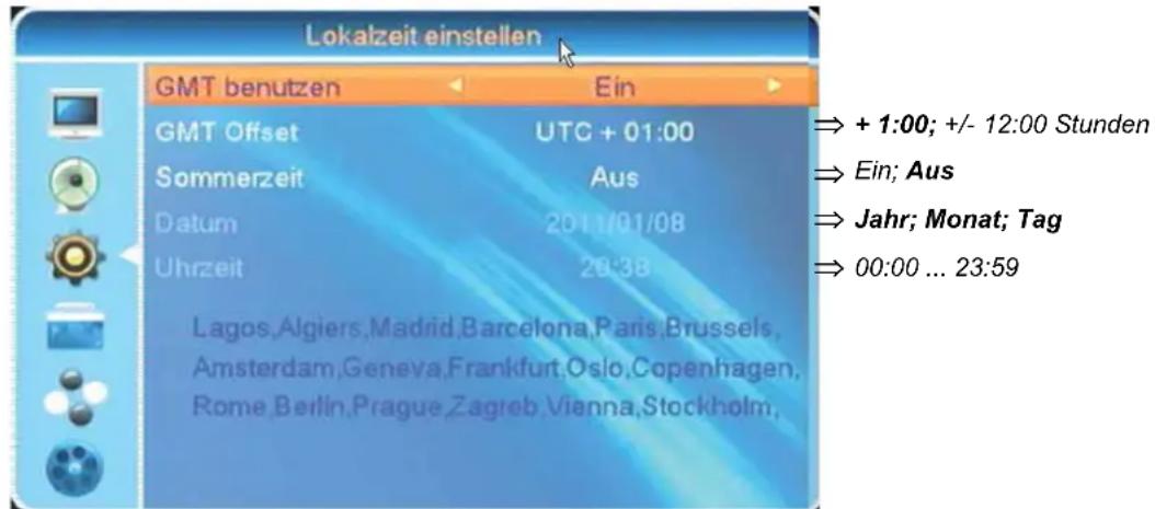 ZEHNDER DX 2850 HUe - Zeiteinstellung – Ortszeit einstellen - 1