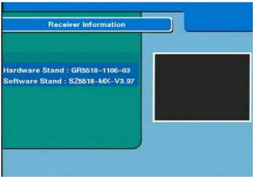 Receiver Information Hardware Stand : GR5518-1106-03 Software Stand : SZ5518-MX-V3.97