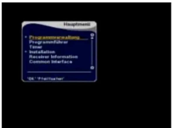 Hauptmeni • Programmverwaltung Programmfahrer Timer • Installation Receiver Information Common Interface 'DR' "Felltscher"