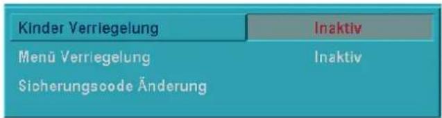Kinder Verriegelung Menü Verriegelung Sicherungscode Änderung Inaktiv Inaktiv