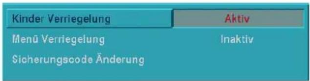 Kinder Verriegelung Aktiv Menü Verriegelung Inaktiv Sicherungscode Änderung