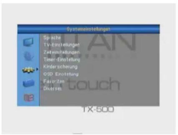 TITAN TX500 - Systemmenü - 1