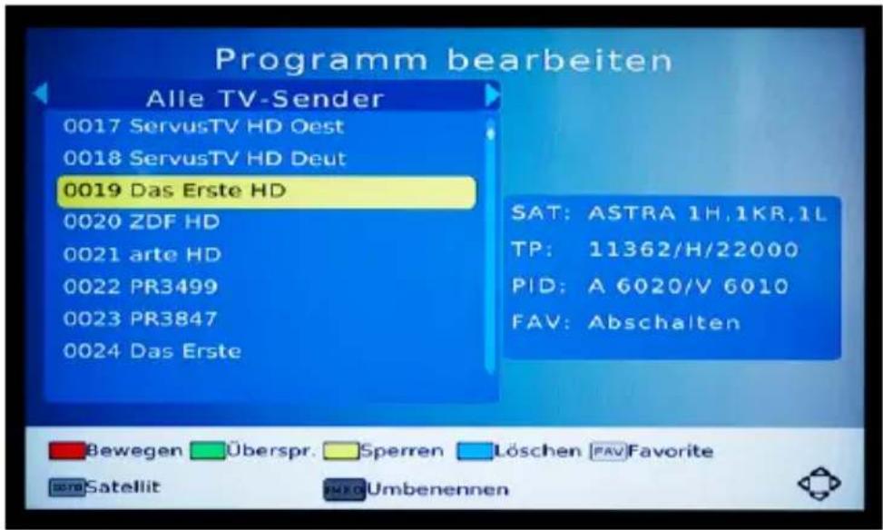 TrekStor Luna S2 PVR - 4.3) Bearbeitung der Sender- und Favoritenlisten - 1