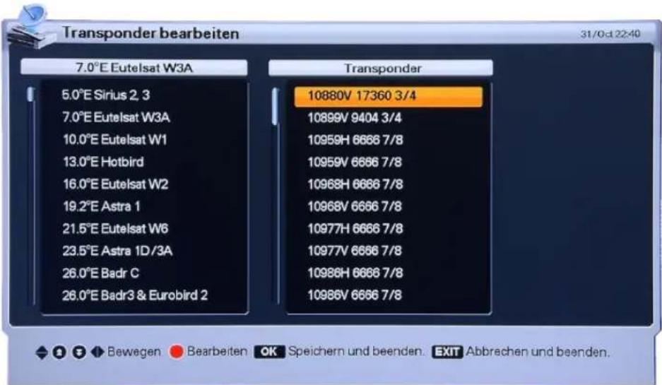 Homecast HS3100 CIIR - Transponder bearbeiten - 1