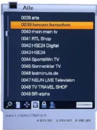 Homecast HS3100 CIIR - Programme/Favoritenlisten – „Umbenennen“ - 1