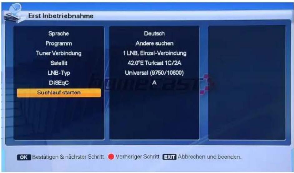 Homecast HS3100 CIIR - Receiver in Betrieb nehmen und einrichten - 2
