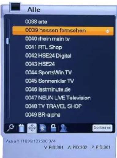 Homecast HS3100 CIIR - Programme – „Sortieren“ - 1